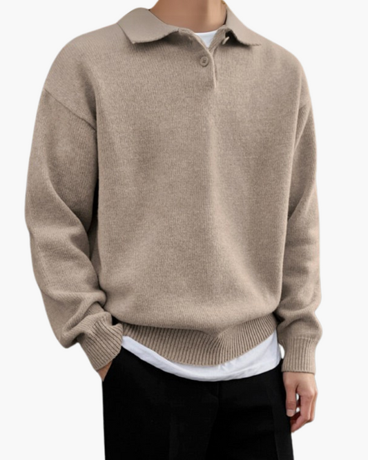 Wollpullover mit Knöpfen und Halbreißverschluss